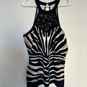Cache Zebra Print Embellished Top